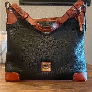 Dooney & Bourke Black and Cognac Leather Shoulder Bag